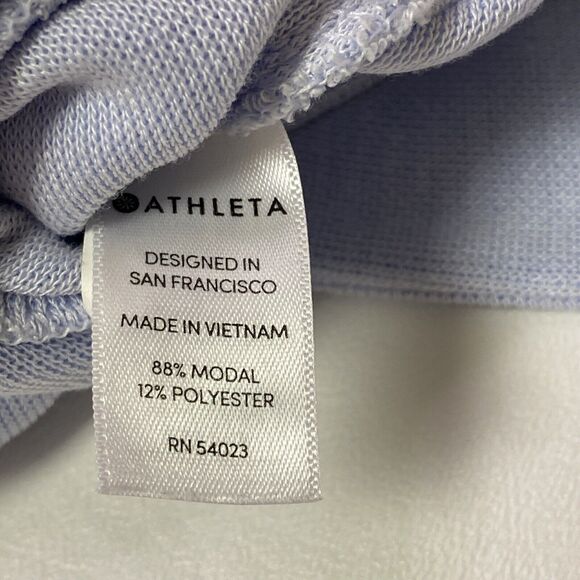 Athleta Serenity Criss Cross Sweatshirt Lt. Blue Crew Neck Soft Modal Stretch XS - Picture 10 of 10
